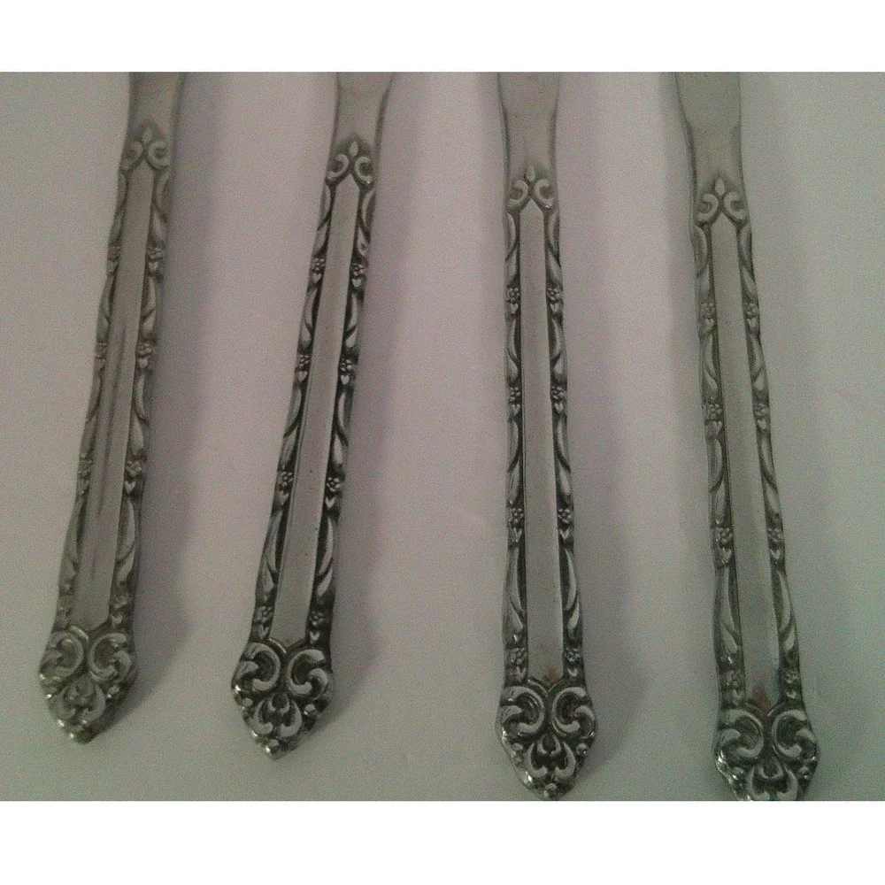 Ekco Eterna‎ Stainless Steel Butter Knives Set of 4 Japan Vintage Floral Pattern